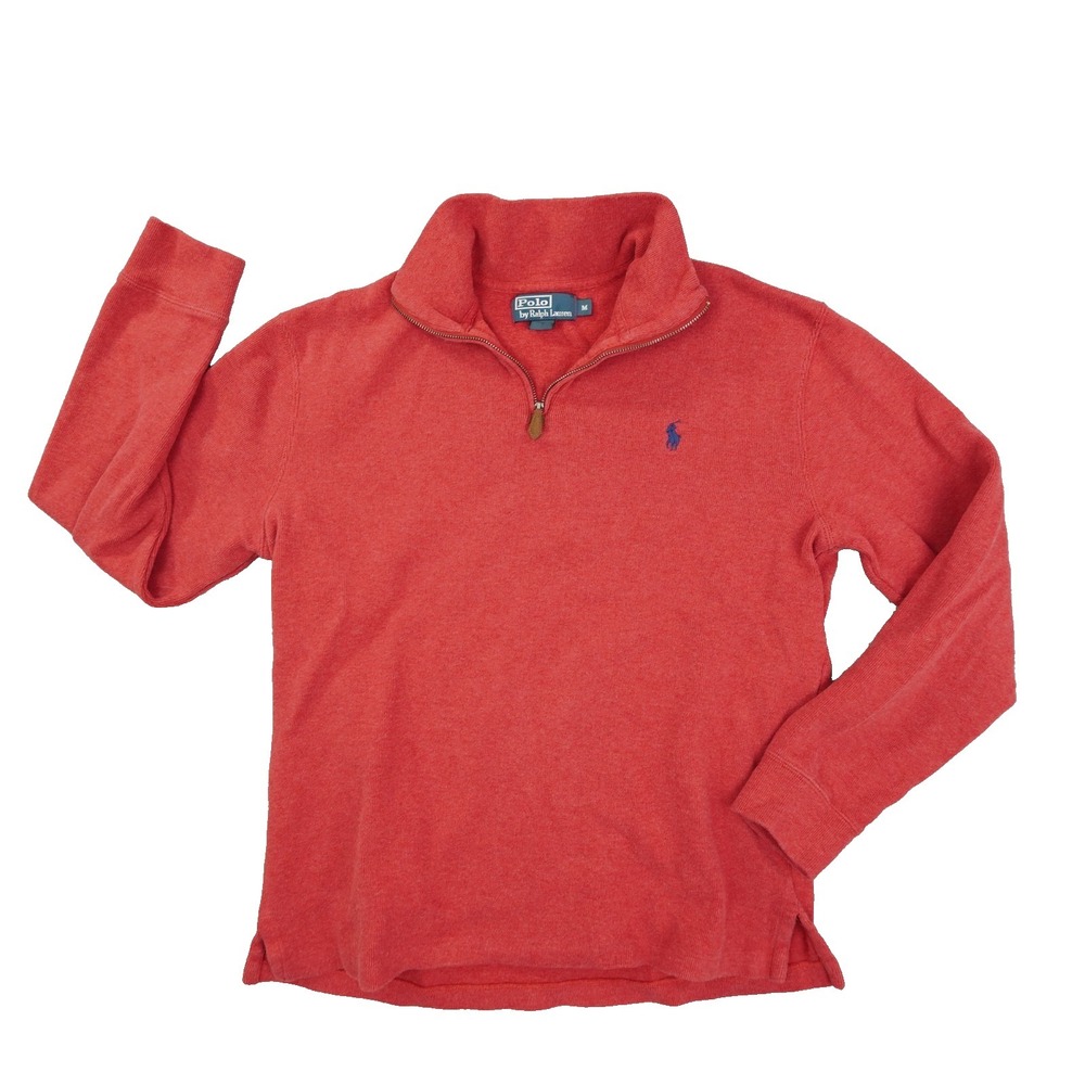 Polo Ralph Lauren Red Quarter Zip Sweater Men's Medium Preppy Grandpa Outdoor
